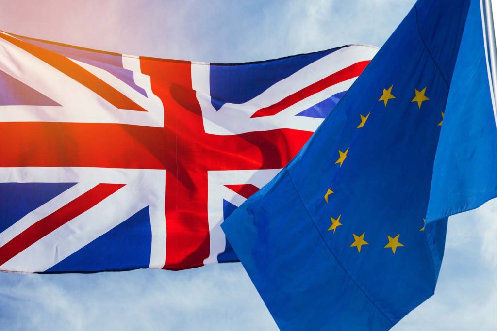 The flag of the UK and EU